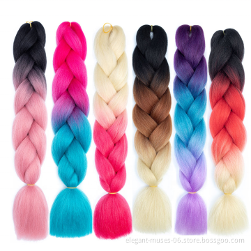 Hot selling Wholesale 100g African Crochet Braids Hair 24 inch Synthetic Hair Extensions Jumbo Ombre Braiding Hair